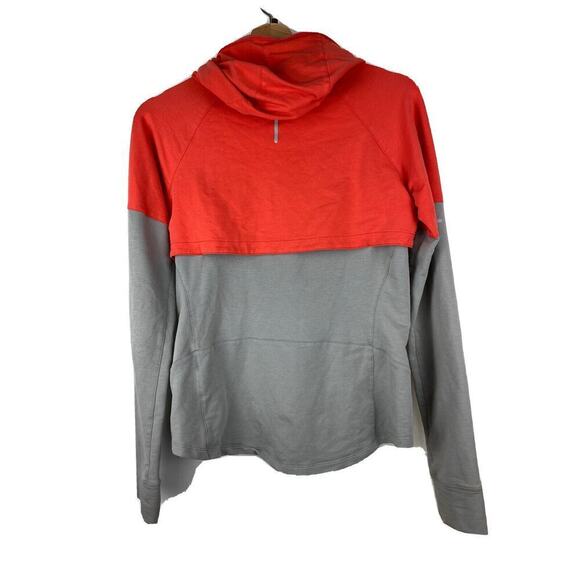 NIKE Dri-Fit M Gray Orange Hooded Athletic Running Sweatshirt - Picture 3 of 8